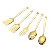 Kitchen Utensils Set 5 PCs Gold Serving Spoon Slotted Spoon