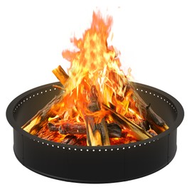 OUSHENG Smokeless Fire Pit Ring Outdoor, 45 Inch Outer 42 Inch Inner Round Wood Burning Firepit Accessories, DIY Metal Steel Liner Insert for Bonfire Outside Camping Above or In Ground