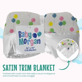 Baby Morgan Blankets - Thermal Waffle Warm Baby Blanket for Crib - Soft and Cozy Baby Crib Blanket for Nursery, Stroller, or Naptime Comfort - Ideal Shower Gift - Ballon Pattern, Nylon Trim(36" x 50")