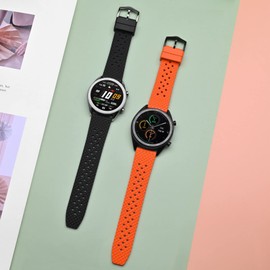 Anbeer Fluororubber Watch Band,20mm Quick Release Watch Strap for Men and Women,Orange with Black Buckle