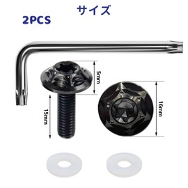 HiLiBoom M6 License Plate Bolts Anti-Theft Screws Titanium Alloy Snowflake Design Car 2pcs Set Black