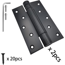 Hoobar 2 Pack Heavy Duty Stainless Steel Self Closing Door Hinges 5 Inch Black Spring Loaded Hinges, Adjustable Tension for Garage, Front Door, Back Door, Auto Close Hinges for Heavy Doors (6 inch)