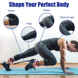 Ankle Resistance Bands with Cuffs Leg Strength Bands for Women Glutes Hip Building Exercise Bands for Working Out Fitness Yoga Martial Arts Ankle Straps for Butt Lift Exercise Equipment