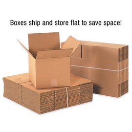 Aviditi 121210 Corrugated Cardboard Box, 12" L x 12" W x 10" H, Kraft, for Shipping, Packing and Moving (Pack of 25)