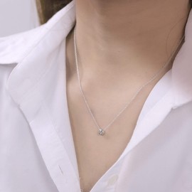 Boma Jewelry Sterling Silver Round Bezel-Set White Topaz Necklace, 18 Inches