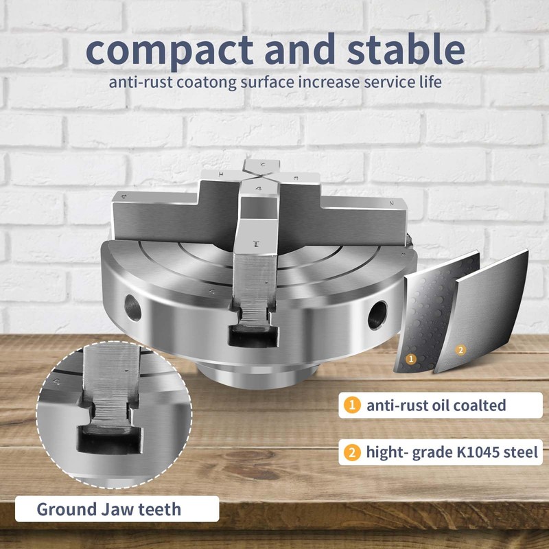 NNBWKIXI 4 Inch Wood Lathe Chuck Set 4 Jaws Self-Centering
