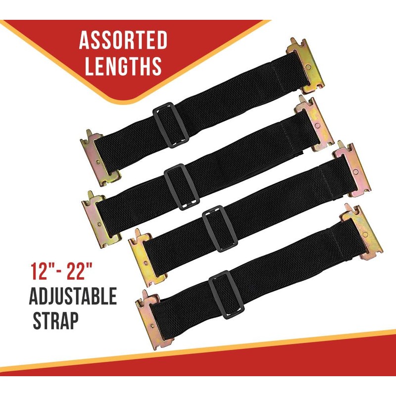 Mytee Products (4 Piece) 12"-22" Adjustable E-Track Bungee Tie-Down Straps