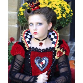 LANWLOSI Queen of Hearts Necklace for Women Goth Black Velvet Choker Drip Oil Red Heart Choker Crystal Heart Pendant Necklace Queen of Hearts Choker Collar Queen of Hearts Costume Accessories