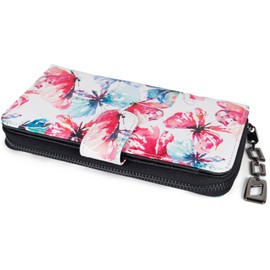 styleBREAKER 02040156 Women's Purse with Colourful Butterfly Pattern, Vintage Design, Zip, white-red, Modern