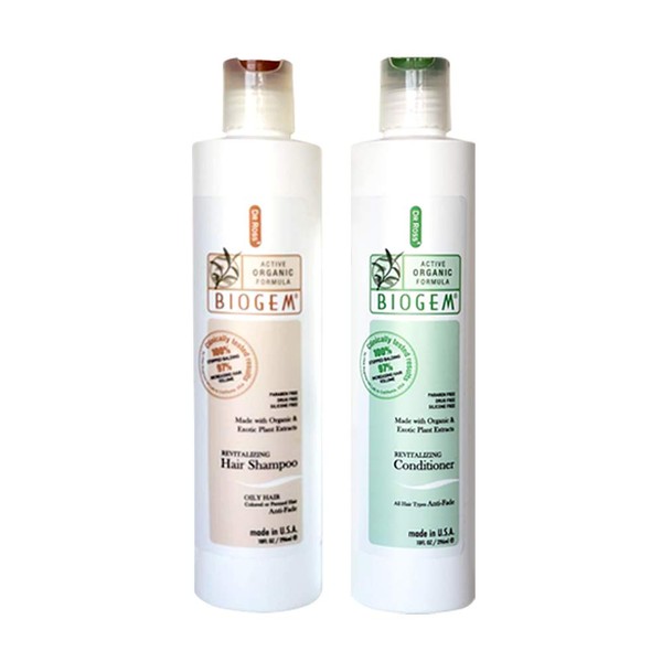 Dr ROSS' BIOGEM Anti Hair Loss Hair Care Set: Shampoo & Conditioner For Oily Hair - 2 x 355ml / SAFE & EFFECTIVE ! 100% Stopped Balding & 97% Noticed Increasing Hair Volume in Clinical Trials(12 weeks, 29 subjects) by an FDA-registered Lab in USA. No Min