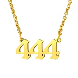 FindChic 444 Necklace Gold Angel Chains Angel Number Necklace 444 Gold Layered Necklaces Aesthetic Stainless Steel Necklace Dainty Necklace Stainless Steel Necklace Choker Necklace with Number