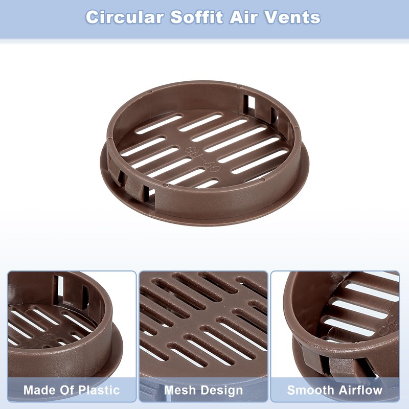 sourcing map 12Pcs 60mm/2.36" Circular Soffit Air Vents, Plastic Soffit