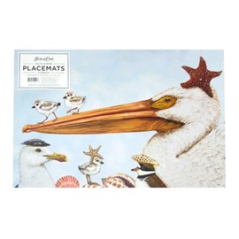 Hester & Cook Disposable Paper Placemats for Dining Table - Square Paper Mats for Parties or Weddings - 18 Sheets Per Pad Made in USA (Shorebirds)