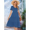 Berydress Women Summer Casual Tiered Midi Dresses V-Neck Cotton Ruffle