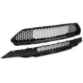 HECASA Upper + Lower Grille Compatible with 2018-2023 Ford Mustang Black Honeycomb Style Bumper Grill
