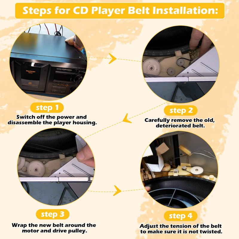 Upgrade 2 Door Belt CD Player Belts and 4 Drive