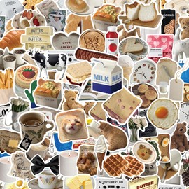 QTL Ins Style Milk Stickers for Kindle Scrapbook 100Pcs Cute Aesthetics Stickers for Girls Teens Adults Water Bottles Laptop Planner Junk Journal Vinyl Waterproof Pack