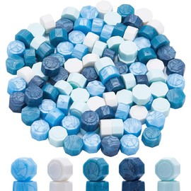 CRASPIRE 100Pcs Octagon Wax Sealing Beads Mixed color Blue Wax Seal Beads Sealing Wax Particles for Retro Seal Stamp Christmas Cards Wedding Invitations Letter Sealing Wine Packages Gift Wrapping