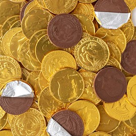 The Snackery, Large Kennedy Half Dollar Gold Foil Coins, 180 Pieces Individually Wrapped, Milk Chocolatey Coins (2 lb)