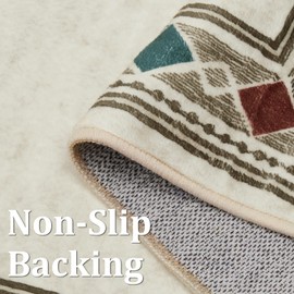 GarveeHome 8x10 Area Rug Modern Bordered Machine Washable Area Rug for Living Room Geometric Border Accent Rug Throw Carpet Non-Slip Stain Resistant Floor Cover for Home Decor, Beige