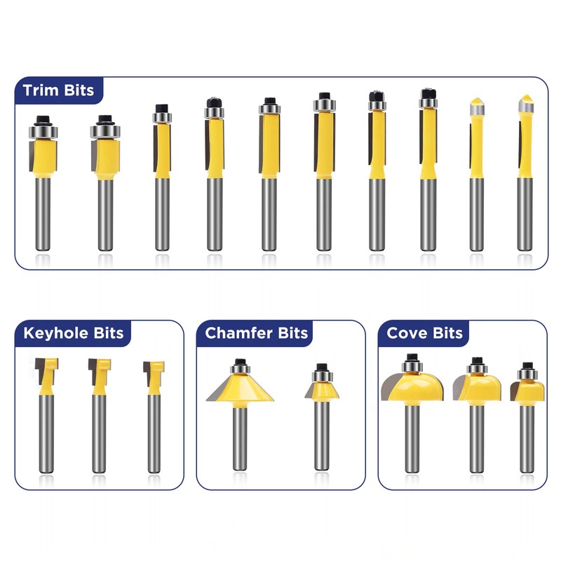 MNA 100 Piece Router Bits Set, 1/4 Inch Shank Expert