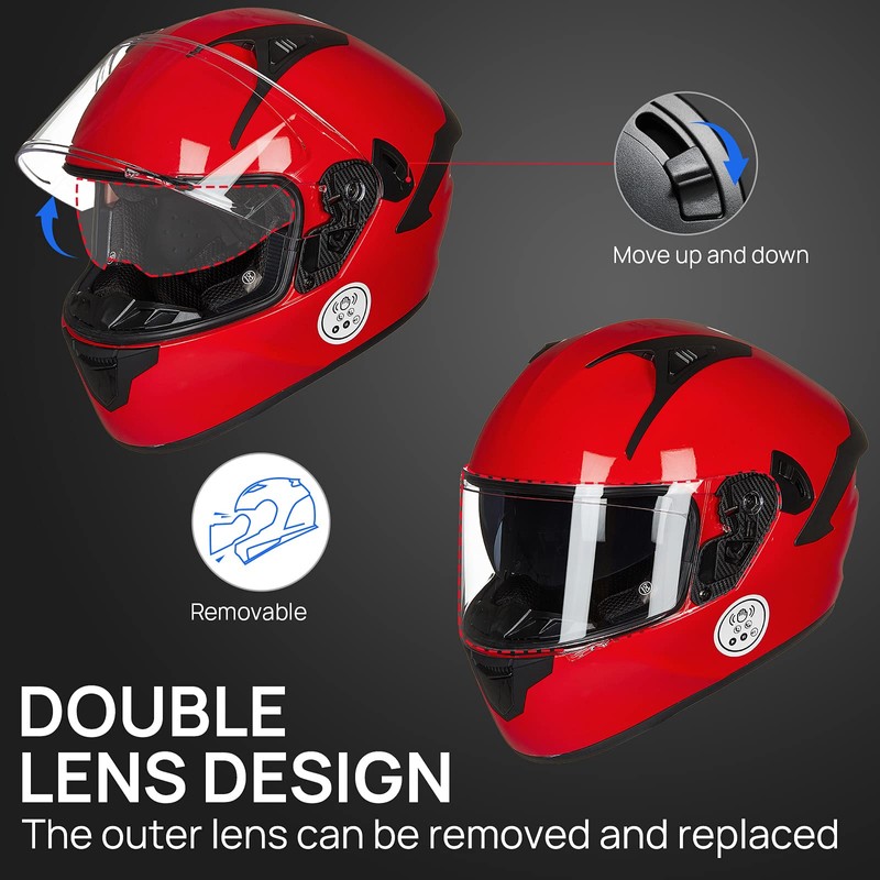 ILM Motorcycle Helmets with Built in Bluetooth Full Face Casco
