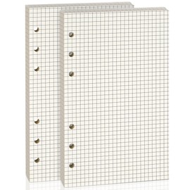 A6 6-Hole Beige Loose-leaf Paper - 2 Packs (80 Sheets per Pack, 100 GSM) - Grid Line, Refill for Notebook and Planner, Ideal for Note, Journal, Schedule, and Artwork, Fits A6 6-Ring Binder