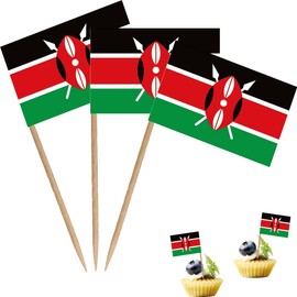 Kenya Toothpick Flag Republic of Kenya Small Mini Cocktail Fruit Cupcakes Toppers Food Stick Flags Decorations,100 Pack