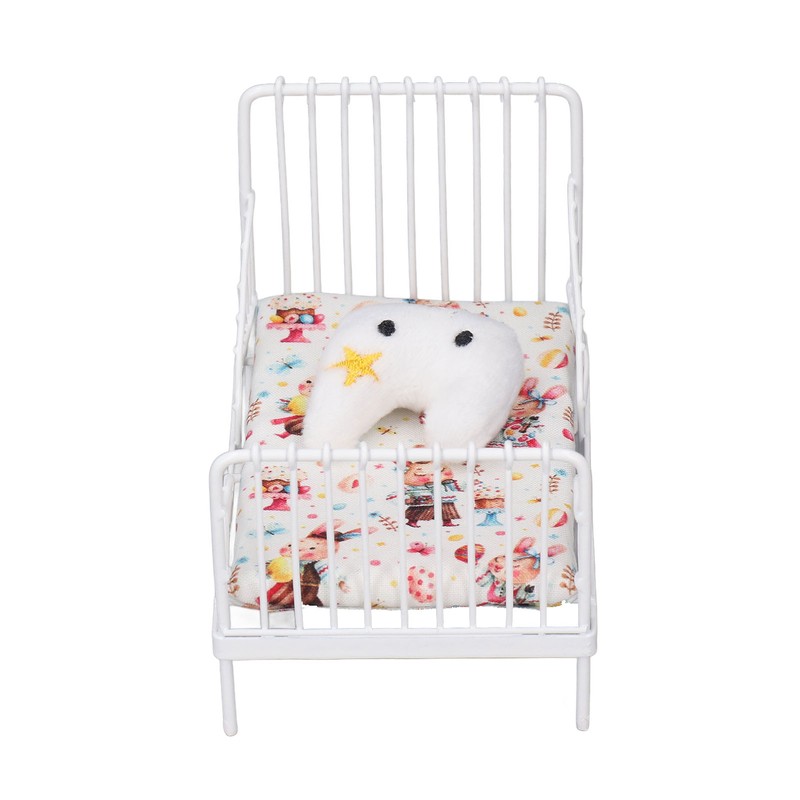 1:12 Scale Dollhouse Furniture Mini Bed Set Decorative Pillow Metal