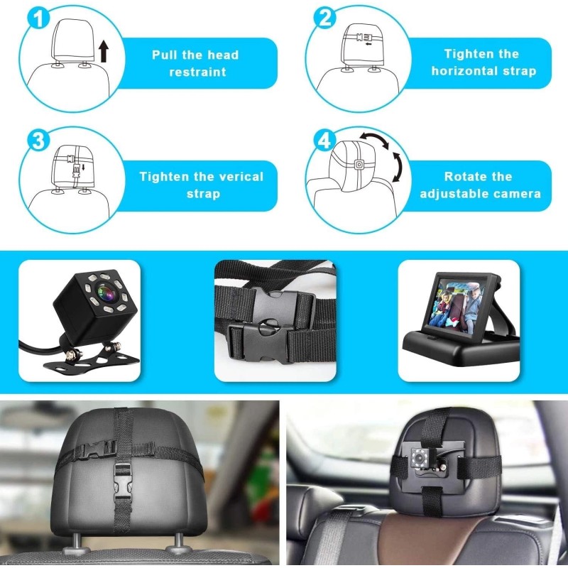 Shynerk Baby Baby Car Mirror, 4.3'' HD Night Vision Function