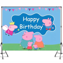 Pig Backdrop, Pig Birthday Party Backdrop, Children Birthday Party Photo Background - 3x5ft