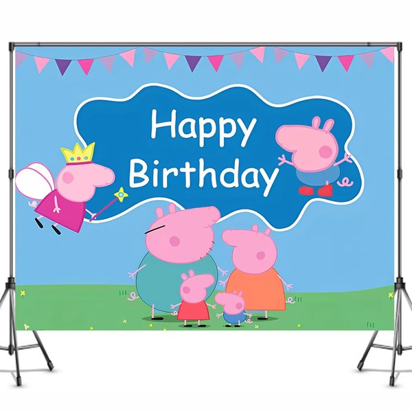 Pig Backdrop, Pig Birthday Party Backdrop, Children Birthday Party Photo