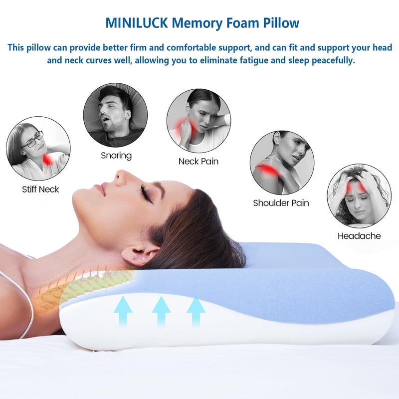 Pillow, Cervical Neck Memory Foam Ergonomic Pillow, Cooling Pillow for