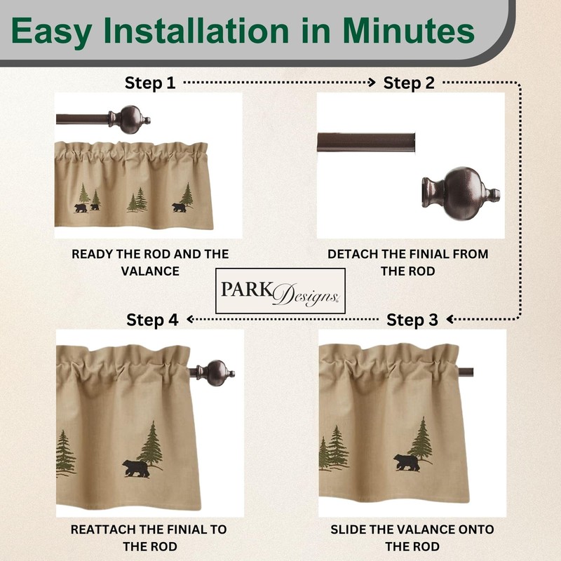 Park Designs Farmhouse Kitchen Valances for Windows - Rustic Lodge