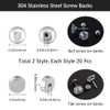 Beebeecraft 40Pcs Screw Ball Ear Backs Flat Round Ear Nuts