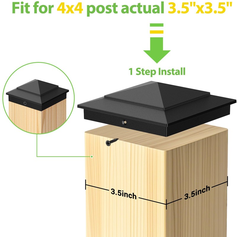 Steel DN Mate 6 Pack Aluminum Pyramid Post Caps for