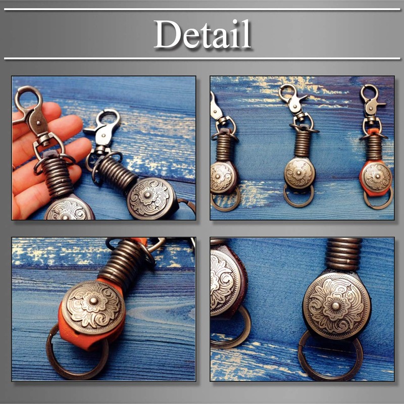 BUZZxSELECTION AC101 Men's Keychain, Stylish, Key Ring, Cowhide Leather, Retro
