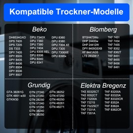 3pcs Dryer Filters 2964840100, Sponge Foam Filter Replacement Part for Beko/Grundig/Elektra Bregenz/Blomberg Models DSX83410W & DE8635RX Tumble Dryer & Heat Pump