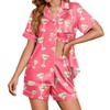 Ekouaer Womens Satin Silk Pajamas Set Short Sleeve Sleepwear Button