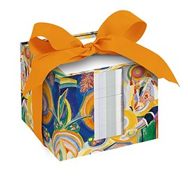 Decorative Fine Art Non-Stick Note Cube Paper Pad 4-Inch, 700 Sheets | Memo Cube with Thick Pages, Matching Ribbon, Beautiful Desk Display Box (Robert Delaunay Portuguese Woman)