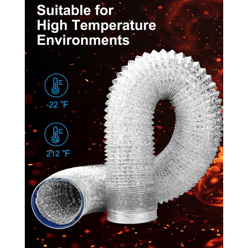 GDSTIME 4 Inch Dryer Vent Hose 10 FT, Flexible Aluminum