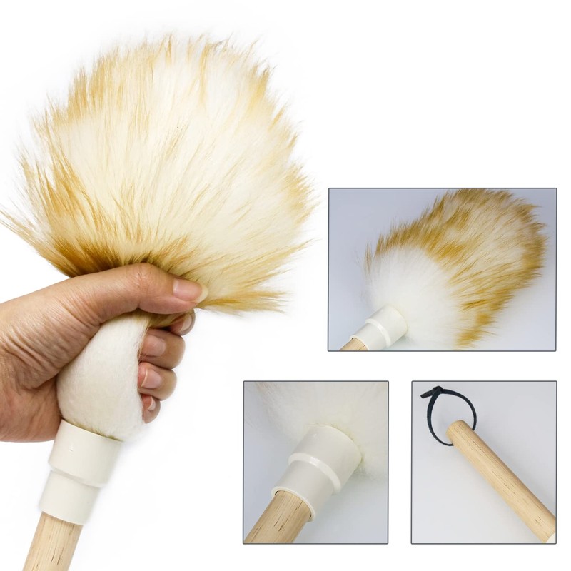 Sheep's Wool Dusting Cloth with Solid Wood Handle and Lanyard,