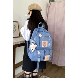 SHIDAI Kawaii Girl Backpack Cute Backpack Cute Aesthetic Backpack for School (Blue,ONE SIZE) (DRF-1287)