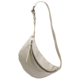 SH Leder Fania G697 Women’s Unisex Chest Bag Made of Genuine Leather for Festival, Travel, Medium Size Waist Bag, Crossbody Bag, Women Bag, 37 x 21 cm - Beige -