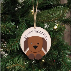 CWI Christmas Decor - Merry Woofmas Brown Dog Pet 3-D Ornament