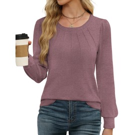 WEACZZY Long Sleeve Shirts for Women Elegant Blouse Tops Dressy Casual Cute Work Shirts Soft Warm Tunic Fashion Clothes Mauve S