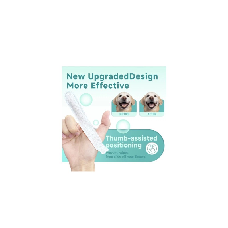 Lulumonster Pet Dental Finger Wipes for Dogs-Cats,Dog Teeth Cleaning Wipes