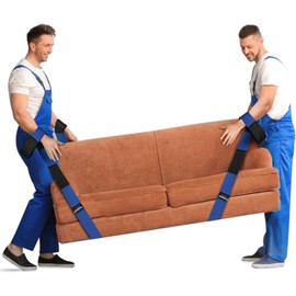 Ytonet Moving Straps, 2-Person Lifting and Moving System with 12 Comfortable Thickened Sponge Pads, Lifting Straps for Move Furniture, Appliances, Heavy Objects up to 800 lbs, 128 Inches, Blue