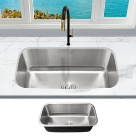 KABCO 30 Inch Stainless Steel Single Bowl Classic Kitchen Sink, Extra Thick 18 Gauge Undermount Rust Resistant, Sound and Heatproof Sink