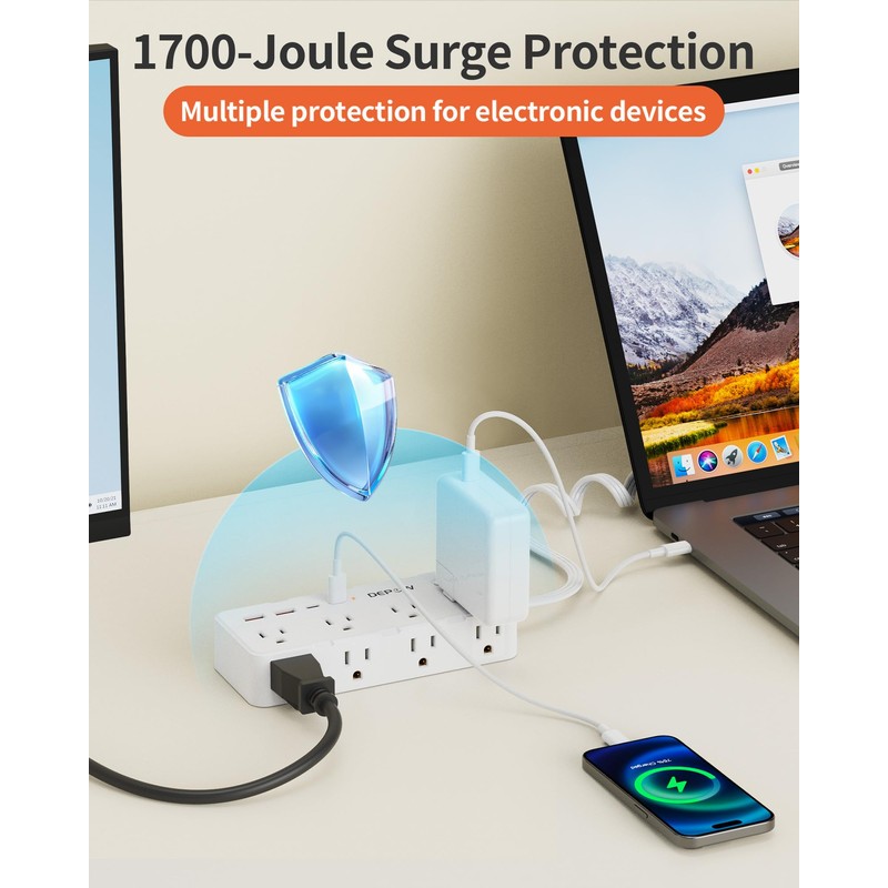 DEPOW Power Strips with Surge Protection, 1 FT to 4